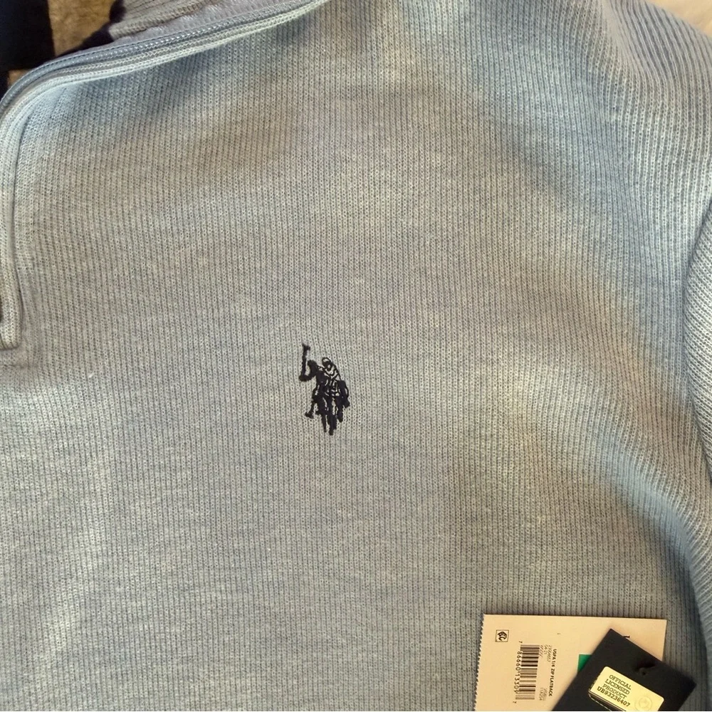 U.S. Polo Assn. blue 1/4 zip pullover sweater NWT Size XL - Picture 3 of 11